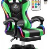 Likeregal 920 LED masszázs gamer szék lábtartóval zöld