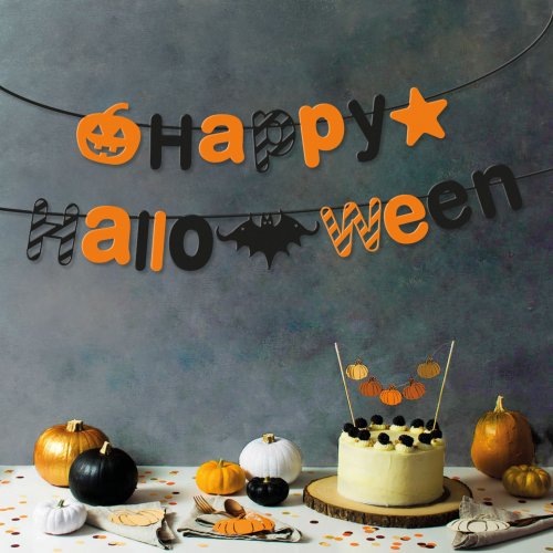 Halloween-i papír girland - &#34;Happy Halloween&#34; felirat - 3,5 m