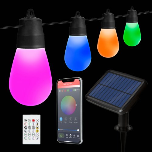 Smart szolár fényfüzér - 30 db RGBIC LED - 13 m - bluetooth