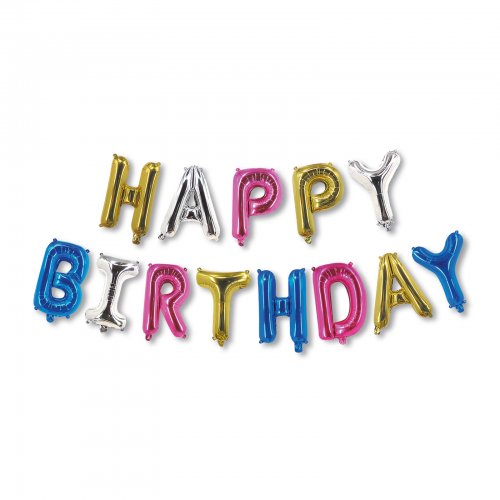 3D Születésnapi &#34;Happy Birthday&#34; lufi - többszínű - 33 cm