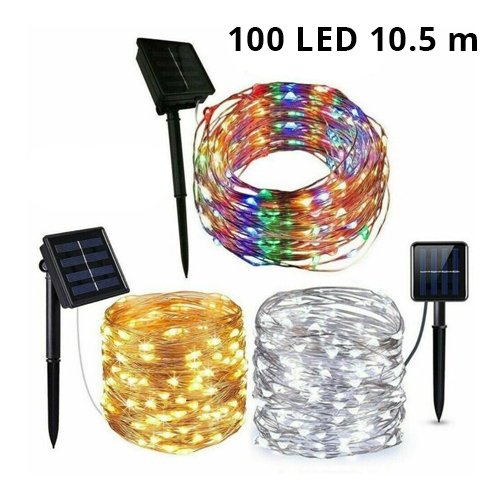 Napelemes 100 micro LED-es fényfüzér 10.5 m