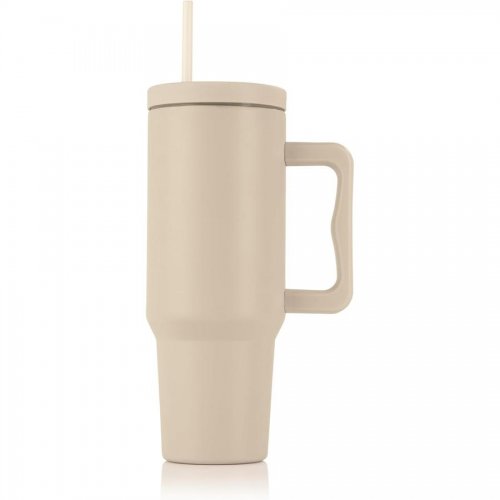 GOURMETMAXX Thermo bögre fedéllel és szívószállal 1,2 liter bézs