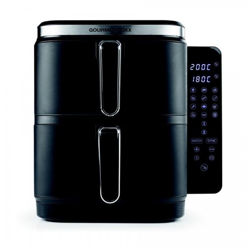 GOURMETMAXX Forrólevegős Fritőz / Airfryer Kétkamrás Függőleges 2x5L 2800W