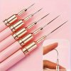 5 db Fekete Nail Art Ecsetek A Részletekért, Long Nail Art Line Ecsetek Manikűrzselé Finom Mintákhoz