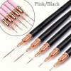 5 db Fekete Nail Art Ecsetek A Részletekért, Long Nail Art Line Ecsetek Manikűrzselé Finom Mintákhoz