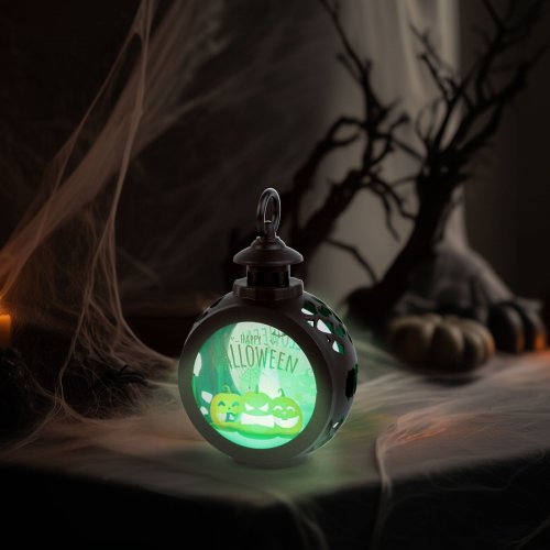 Halloween-i világító dekoráció - tök - felakasztható - LED - 8,5 x 13,5 cm