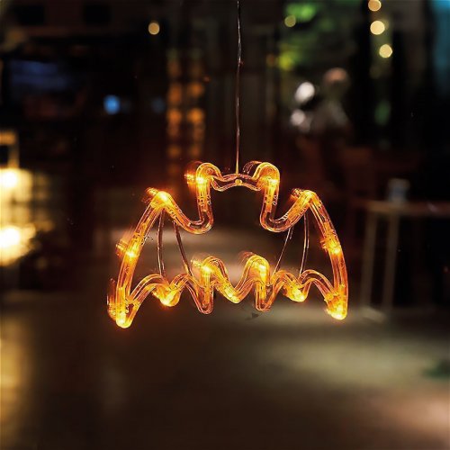 Halloween-i világító dekoráció - denevér - tapadókorongos - 12 LED - 20 x 18,5 cm - 3 x AAA