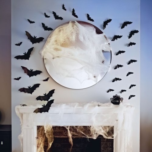 Halloween-i dekoráció - denevér szett - öntapadós - fekete - 30 db / csomag
