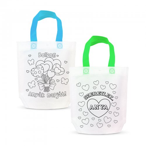 Színezhető ajándéktáska - 4 filccel - 24 x 22 cm - 2 féle