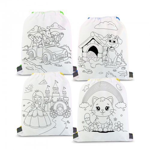 Színezhető tornazsák - 4 filccel - 33 x 27 cm - 4 féle