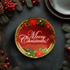 Karácsonyi kínálótál - műanyag - &#34;Merry Christmas&#34; - 22 cm