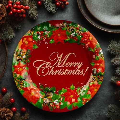 Karácsonyi kínálótál - műanyag - "Merry Christmas" - 37,5 cm