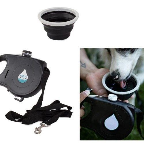 Kutyapóráz tartállyal, szilikon itatóval