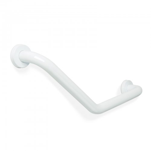 Fürdőszobai kapaszkodó - 45°-ban hajlított - rozsdamentes acél - fehér - 25 + 25 cm