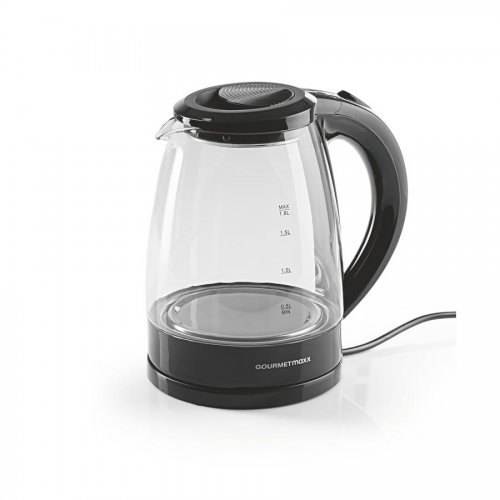 GOURMETMAXX Üveg vízforraló 1,8L 1800W fekete/ezüst