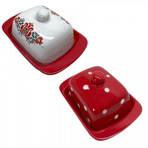 Agyag vajtartó mázas Matyó