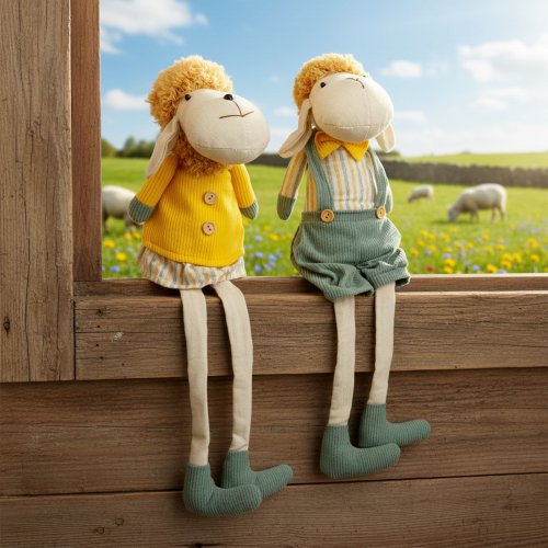 Textil dekoráció - bárány - 50 x 18 x 15 cm - 2 féle