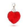 Kulcstartó - szív alakú - plüss, piros - 13 x 10 cm