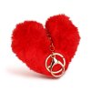 Kulcstartó - szív alakú - plüss, piros - 13 x 10 cm