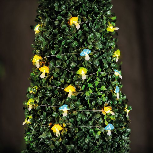 Szolár LED fényfüzér - gomba - 2,4 m - 25 LED - melegfehér