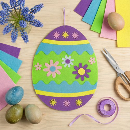 Húsvéti filc függődísz - tojás - 38 cm x 28 cm - 3 féle