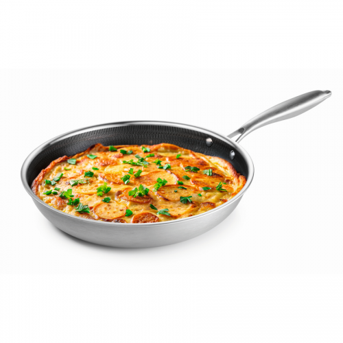 BRATMAXX Rozsdamentes serpenyő tapadásmentes bevonattal 28 cm méhsejt mintás 4 rétegű