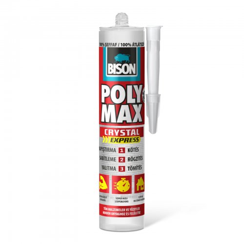BISON Poly Max kristálytiszta tömítő, SM polymer ragasztó, 300g