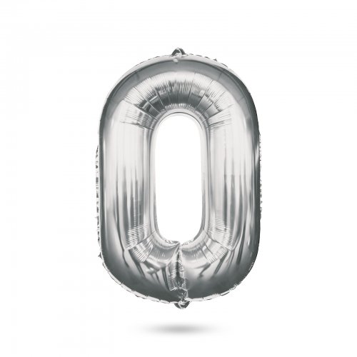 0-ás születésnapi szám fólia lufi - ezüst - 40"