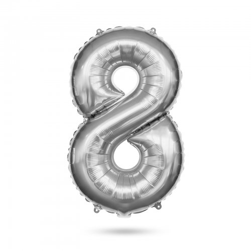 8-as születésnapi szám fólia lufi - ezüst - 40"