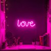 Neon LED lámpa - rózsaszín &amp;#34;Love&amp;#34; - 3 x AA + USB - 34 x 1.6 x 12,5 cm