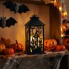 Halloween-i pislákoló lámpás - kastély - elemes - fekete - 30 x 14 cm