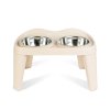 Rozsdamentes acél etetőtál - "M" - fehér