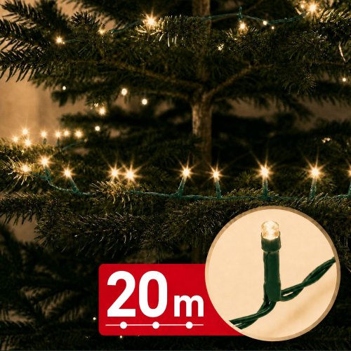 Fényfüzér - 20 m - melegfehér - 400 LED - 100-240V - 6W - zöld kábel