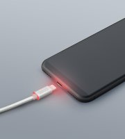 Adatkábel - iPhone "lightning" LED fénnyel ezüst - 1 m