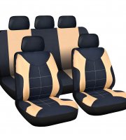 Autós üléshuzat szett - drapp / fekete - 9 db-os - HSA008