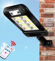 Napelemes LED lámpa 120W, mozgásérzékelővel, távirányítóval, 128 LED-el