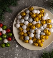 Karácsonyi gömb dísz - glitteres, polifoam golyók - 20 mm - 2 féle - 17 g / csomag