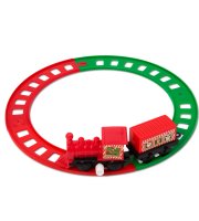Karácsonyi kisvasút - felhúzható - piros / zöld - 20 cm