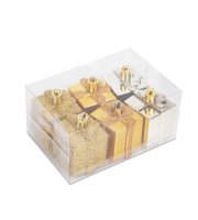 Karácsonyfadísz szett - arany ajándék - 4,5 cm - 6 db / szett