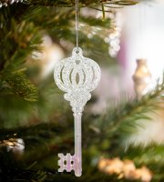 Karácsonyi dísz - irizáló, akril kulcs - 165 x 60 x 10 mm