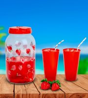 Italadagoló csappal, műanyag pohárszettel - 3,8 l - epres