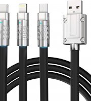 3 az 1-ben USB töltőkábel/USB C/Micro USB/Lightning