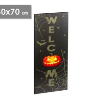 Halloween-i LED-es hangulatkép - fali akasztóval, 2 x AA, 30 x 70 cm