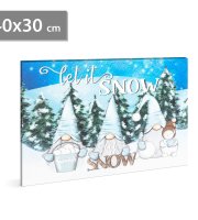 LED-es fali hangulatkép - "Let it snow" -  2 x AA, 40 x 30 cm