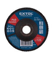 EXTOL PREMIUM lamellás csiszoló acél, Alu, műa. és fa munkadarabok csiszolására, 125×22mm; P40, kúpos, max.:12.300 ford./perc, E