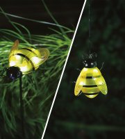 Szolár lámpa - méhecske - leszúrható / csipeszes - sárga - 15 x 7 x 16 cm - 6 LED
