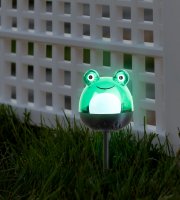 LED-es szolár lámpa - béka - hidegfehér - zöld - 150 x 50 x 50 mm