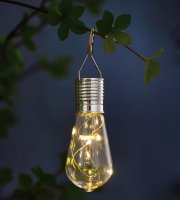 Felakasztható szolár lámpa - izzó - 4 melegfehér LED - 4,7 x 11 cm