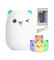 RGB távirányítós LED macska éjszakai fényző - távirányítós RGB LED macska éjszakai lámpa