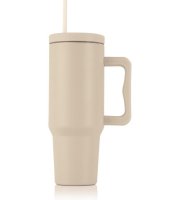 GOURMETMAXX Thermo bögre fedéllel és szívószállal 1,2 liter bézs